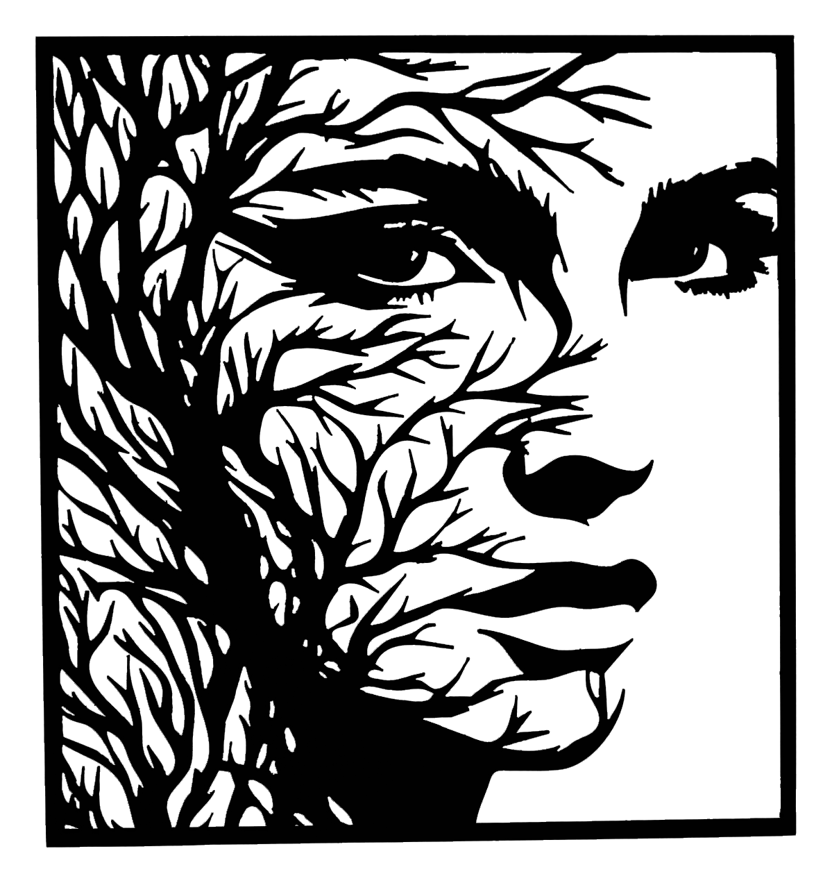 Clip-art design: woman-branches JPT-OD-F2-UV CB-LTR-WD-CRK-NPR-LTHR DE