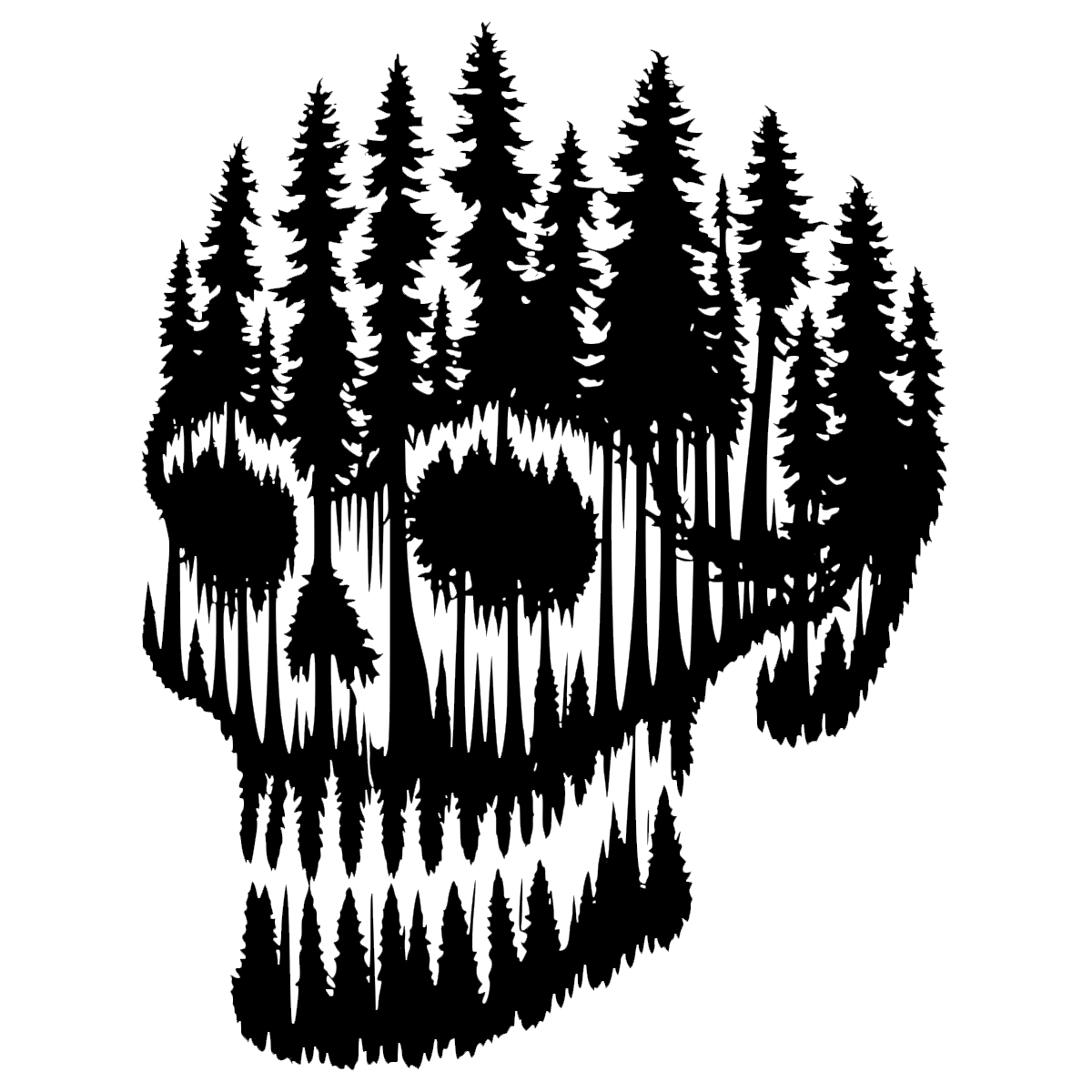 Clip-art design: forest-skull JPT-OD-F2-UV CB-SS-LTR-WD-CRK-LTHR DE