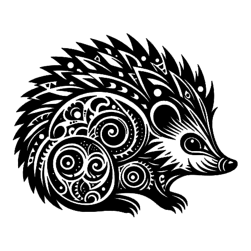 Clip-art design: hedgehog JPT-OD-F2-UV CB-SS-LTR-WD-CRK-LTHR DE
