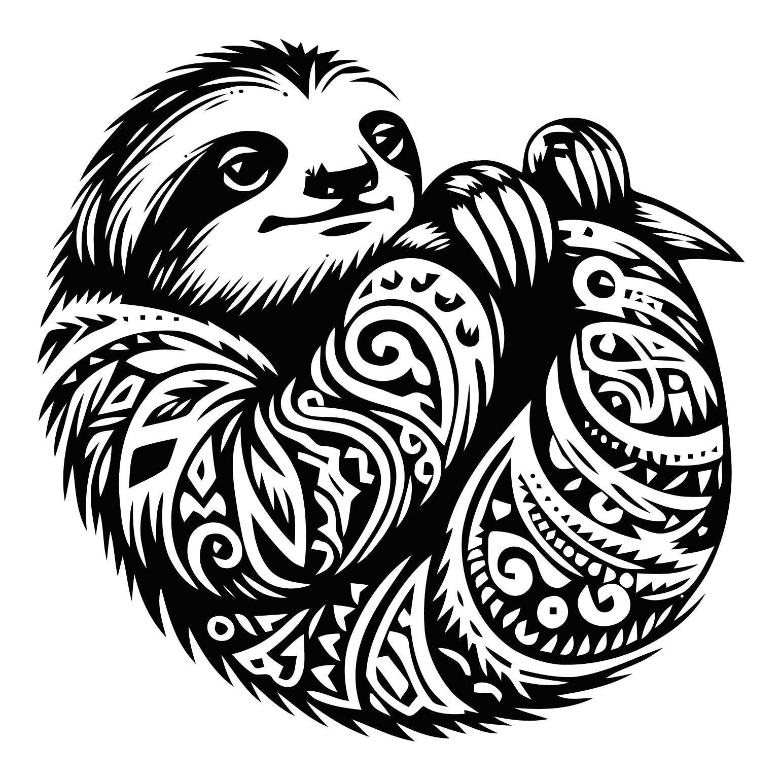 Clip-art design: sloth JPT-OD-F2-UV CB-SS-LTR-WD-CRK-LTHR DE